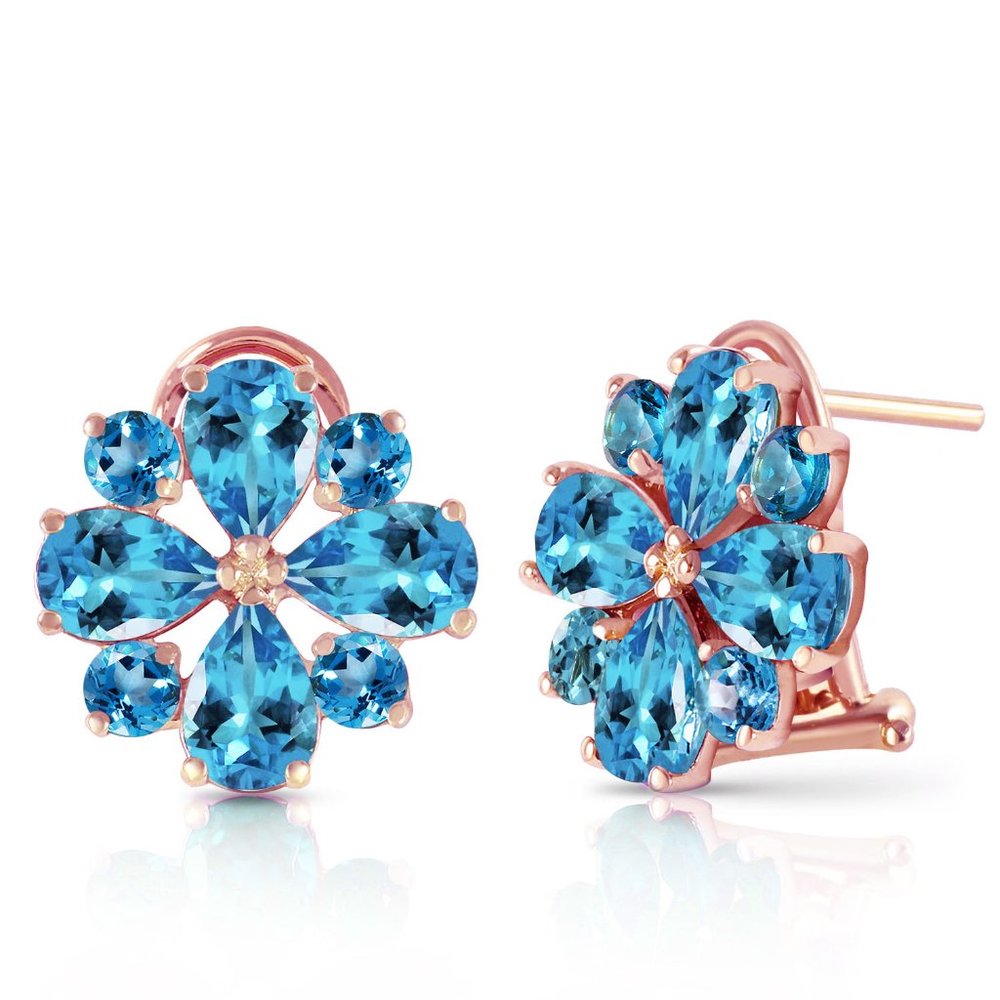 14K GOLD FRENCH CLIPS EARRING W NATURAL BLUE TOPAZ